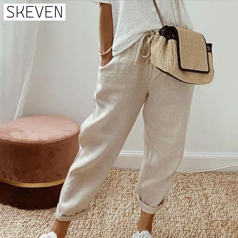 Pantalon en pur coton uni