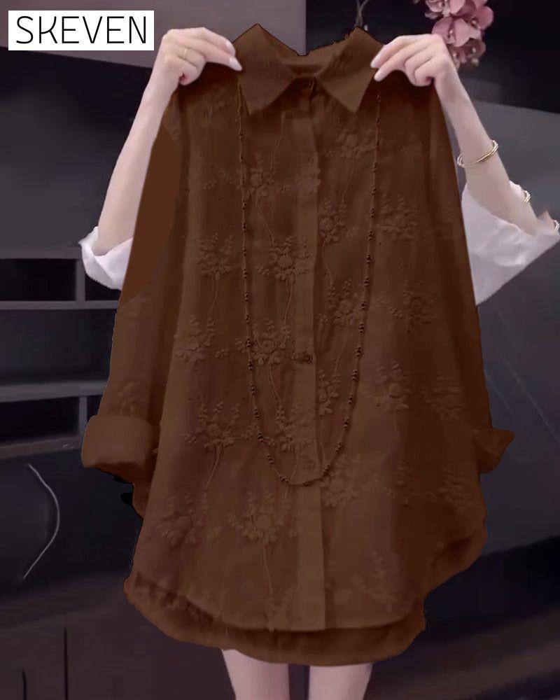 Solid Embroidered Drop Shoulder Shirt