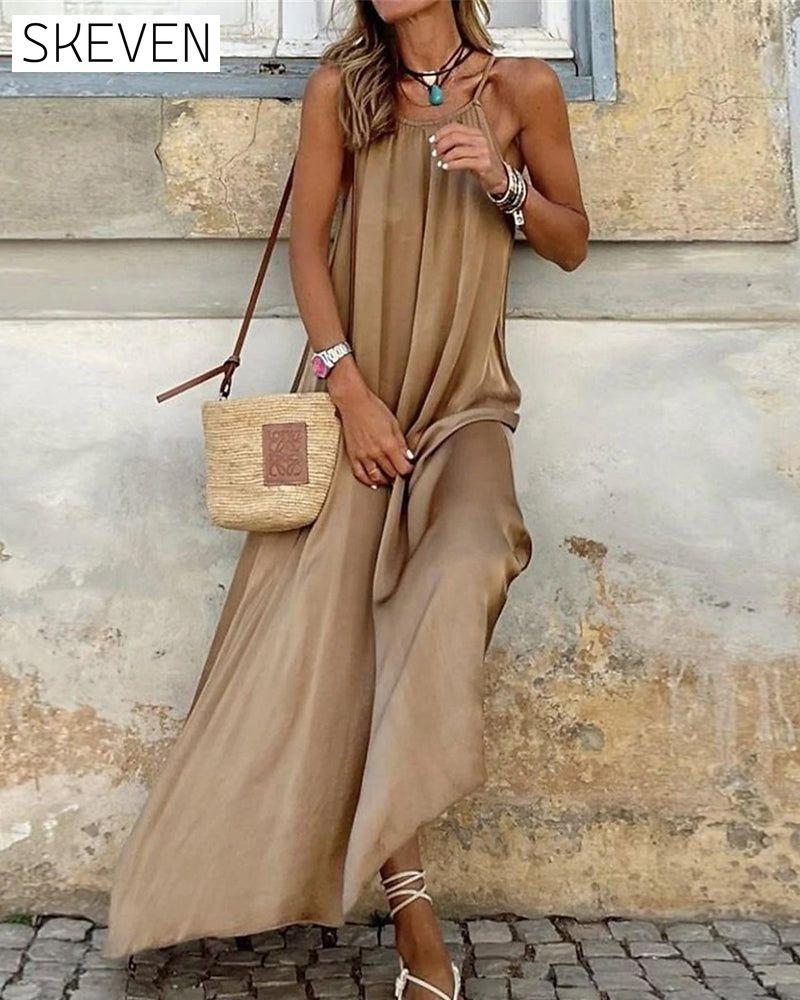 Solid color elegant sleeveless dress 23BF Casual Dresses Clothes Dresses Summer