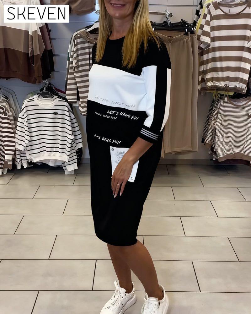 Contrast Color Panel Dress