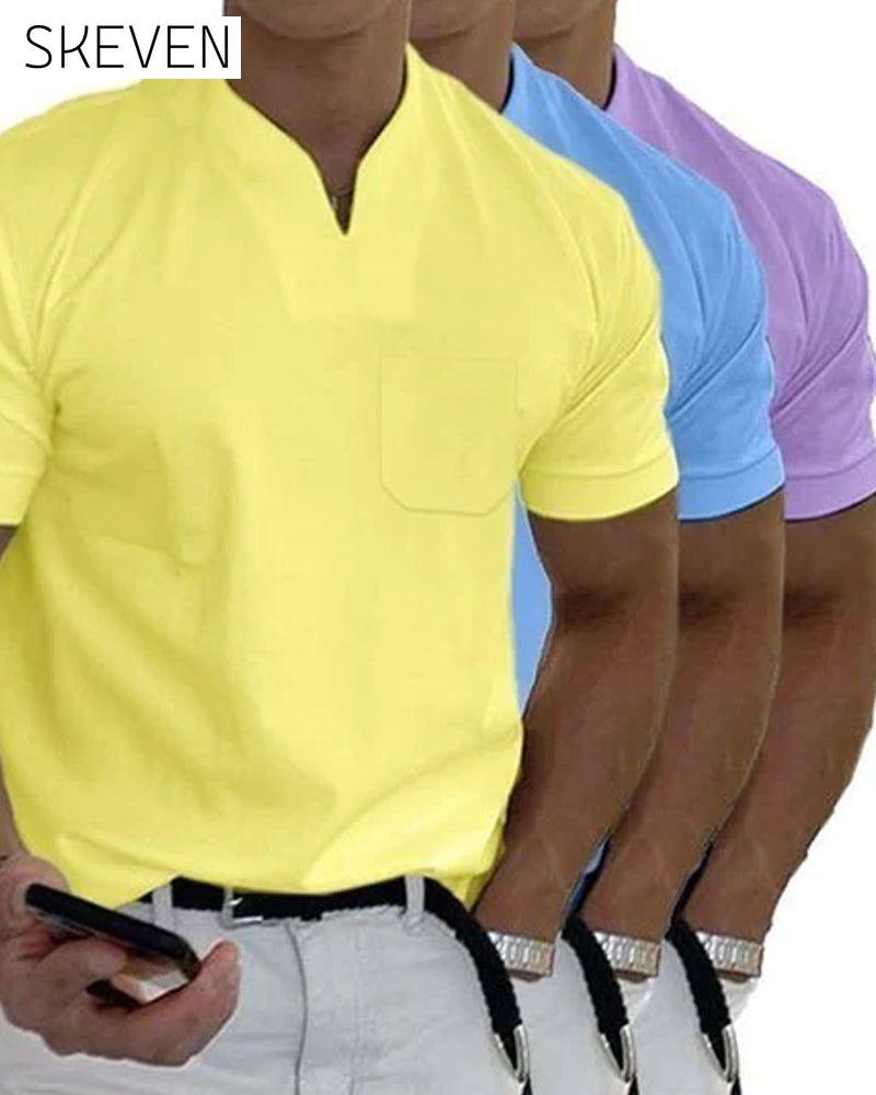 T-shirt uni à col en V