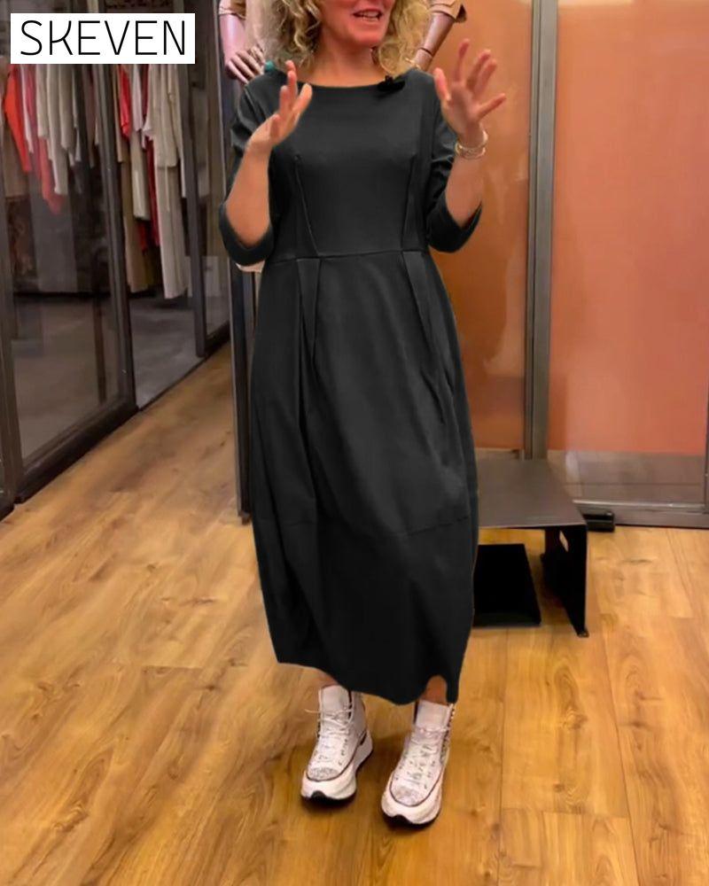 Round Neck 2/3 Sleeve Dress