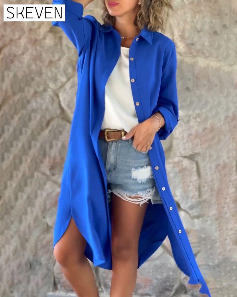 Langarmshirt in Unifarbe