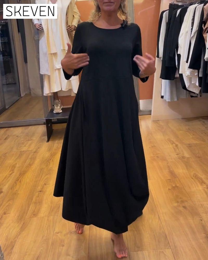 Long-sleeved crew neck dress