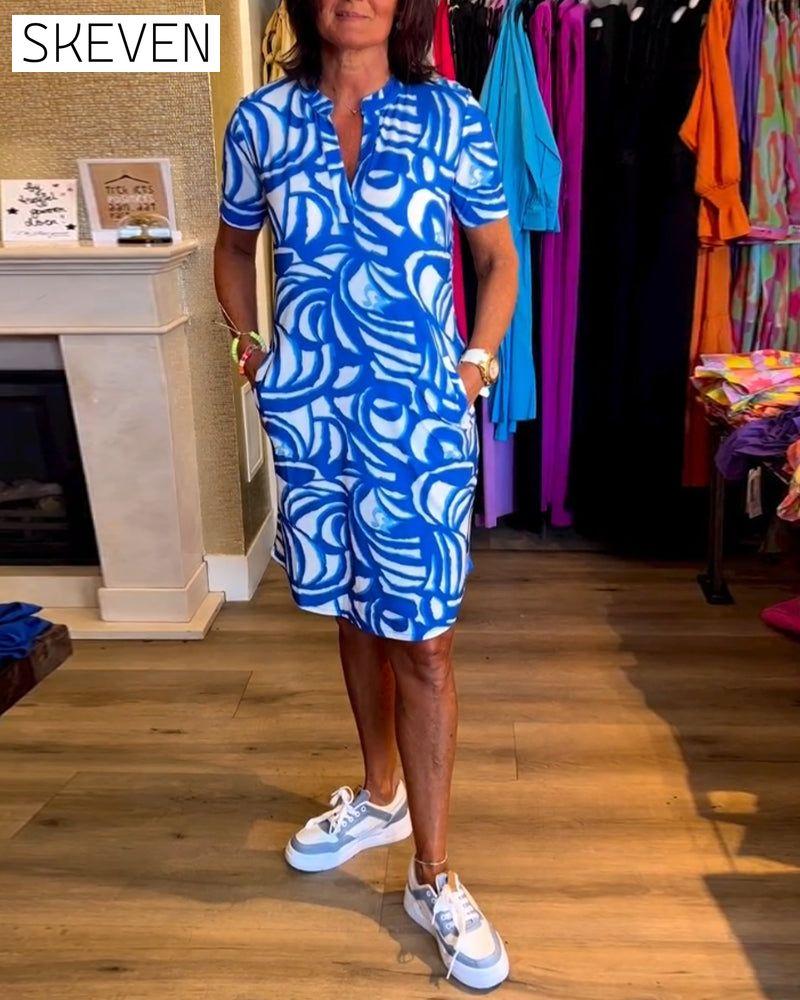 Lässiges Kurzarmkleid mit Print