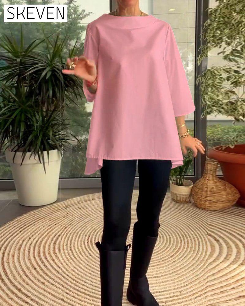 Solid color commuting top