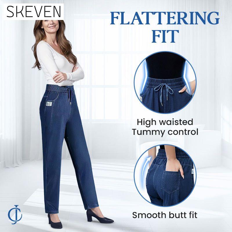 Jean mom taille haute ultra-extensible