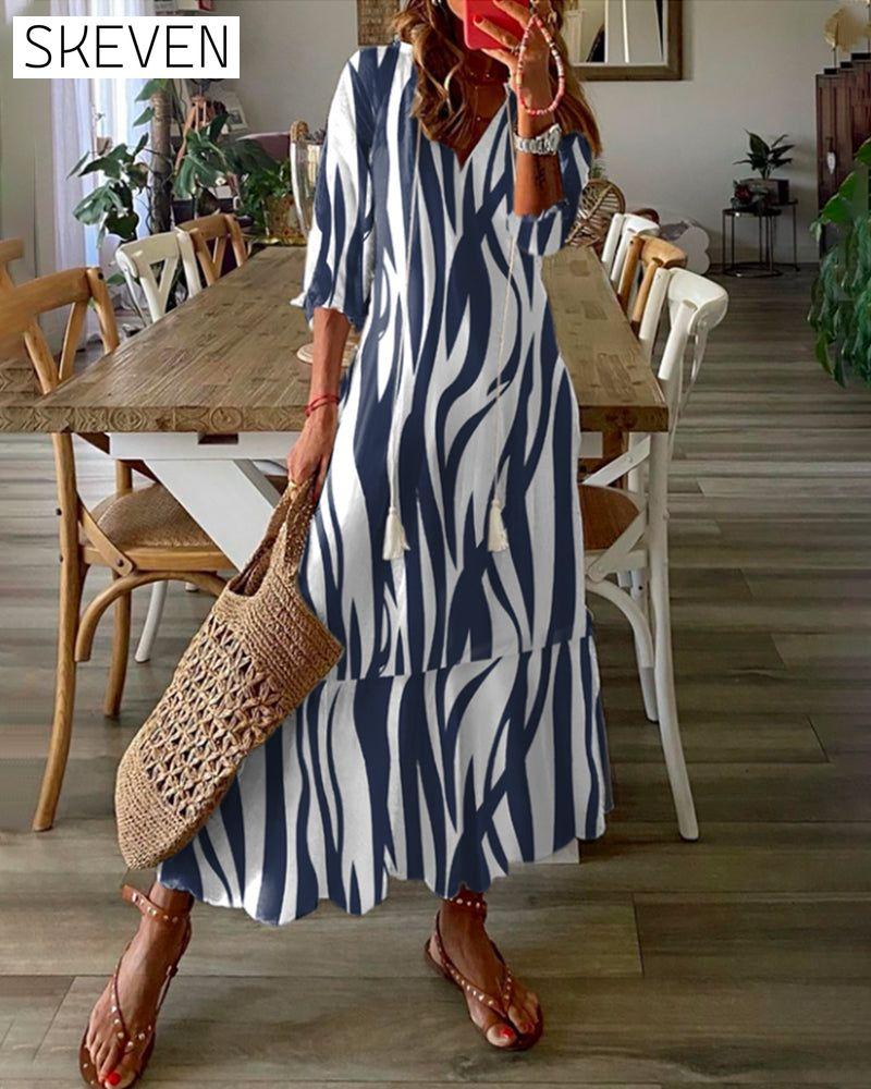Printed v-neck dress