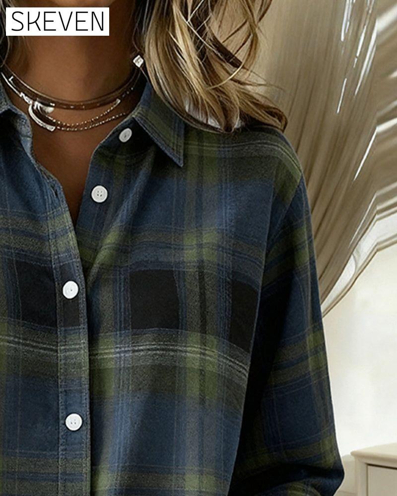 Chemise à carreaux à revers
