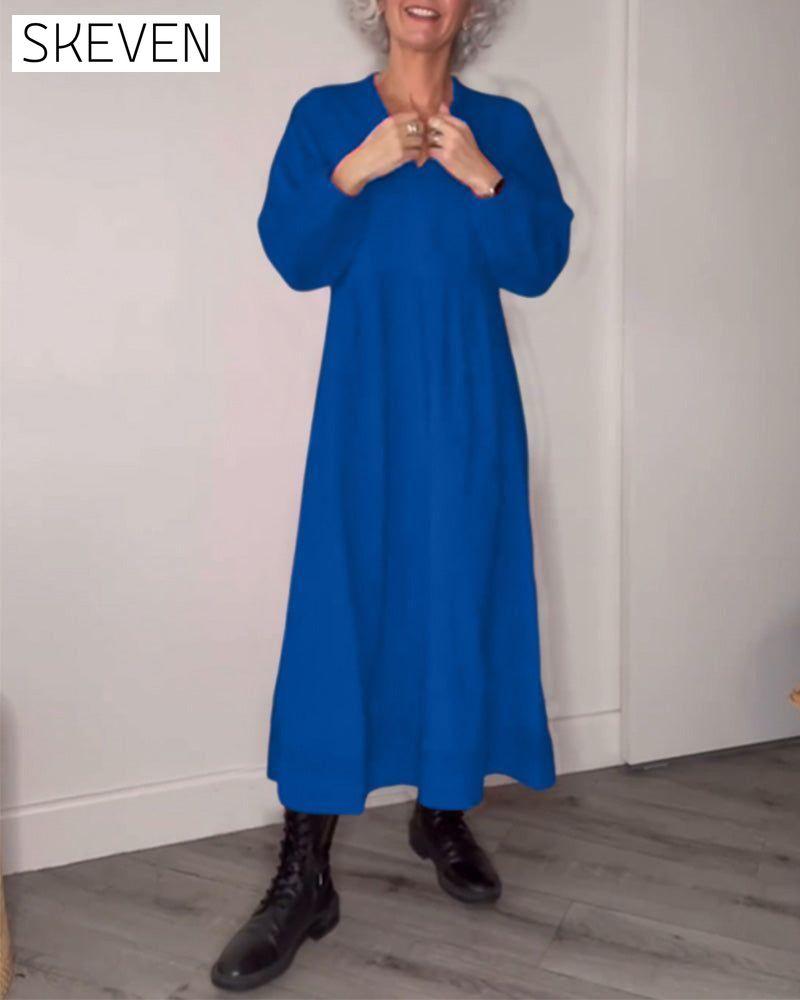 V-neck Elegant Long Sleeve dress Blue 2022 f/w 2023 F/W 23BF casual dresses Clothes Dresses spring