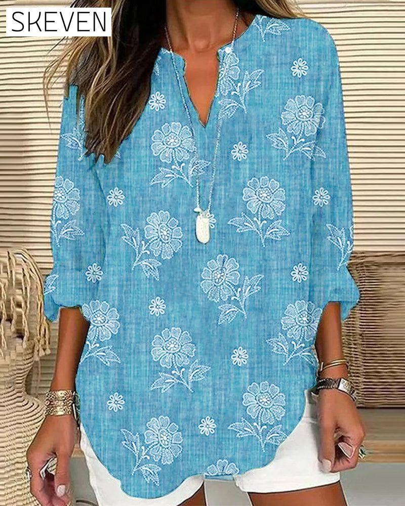 blouse décontractée à imprimé floral