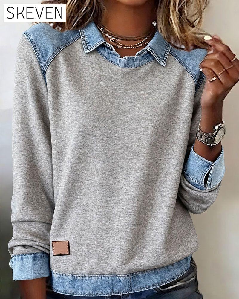 Fashionable Lapel Long-Sleeved Blouse