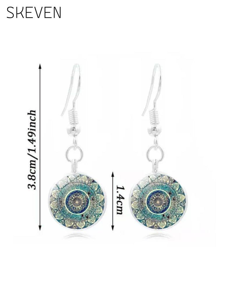 Mandala-Blumen-Edelstein-Halsketten-Set