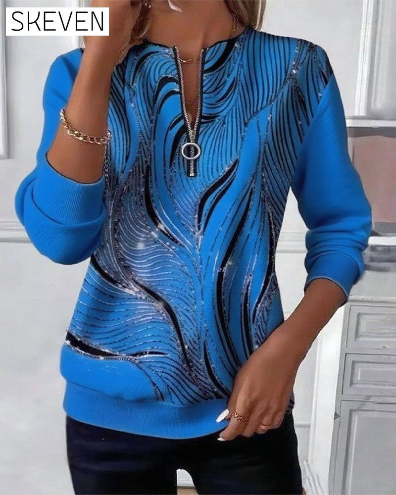 Lässiges Sweatshirt mit Print und Reißverschluss