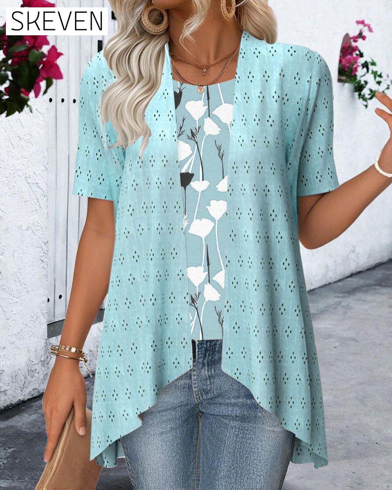 Fake Two-piece Printed Blouse