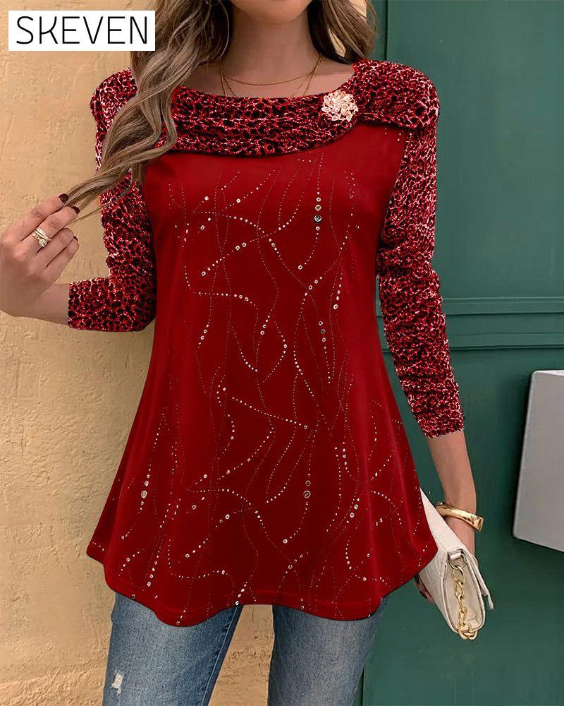 Leopard Print Long-Sleeved Top
