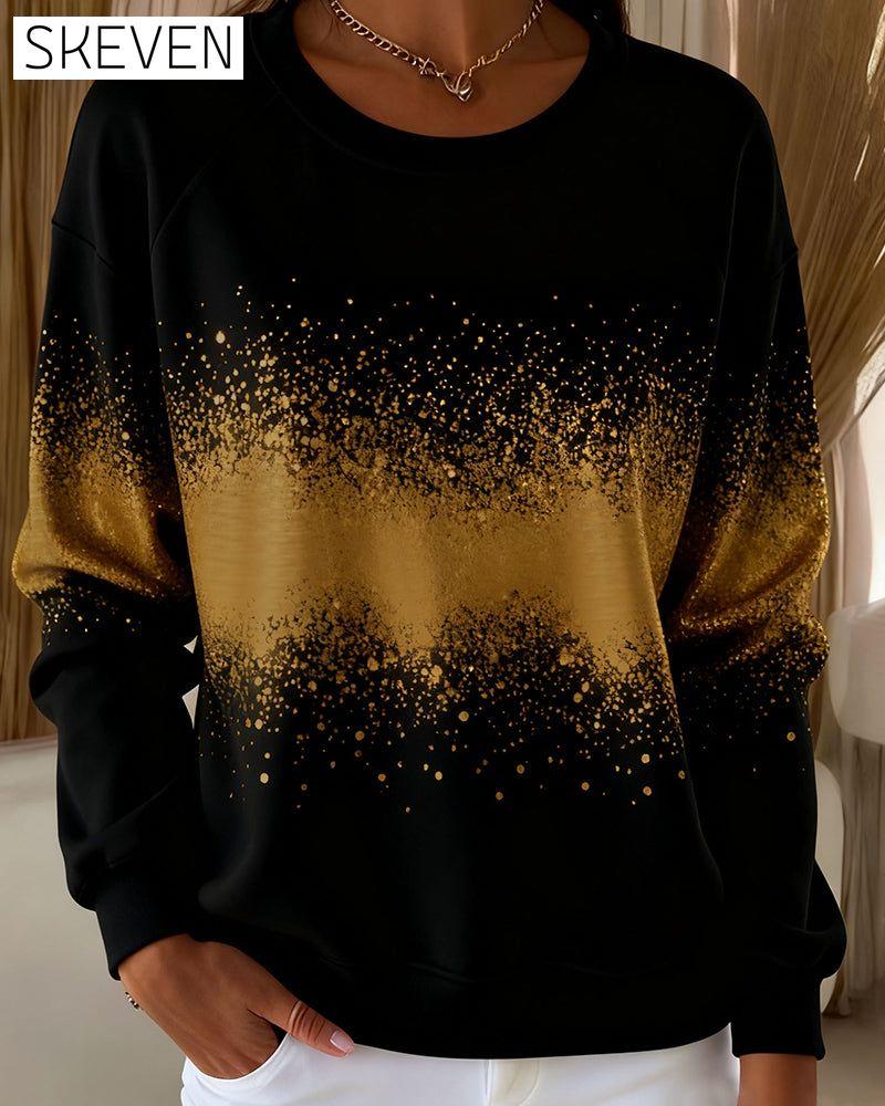 Fashionable Round-Neck Gradient Print Sweatshirt