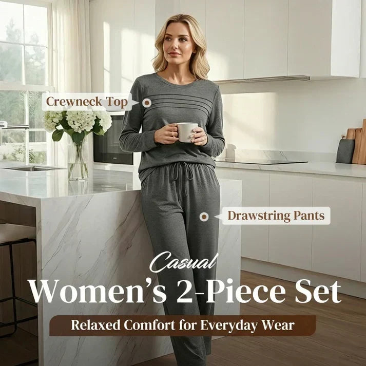 🥳💞50K+ SOLD⏳Limited-time 60% off⏰Women's Crew Neck Top & Drawstring Pants Set👚👖