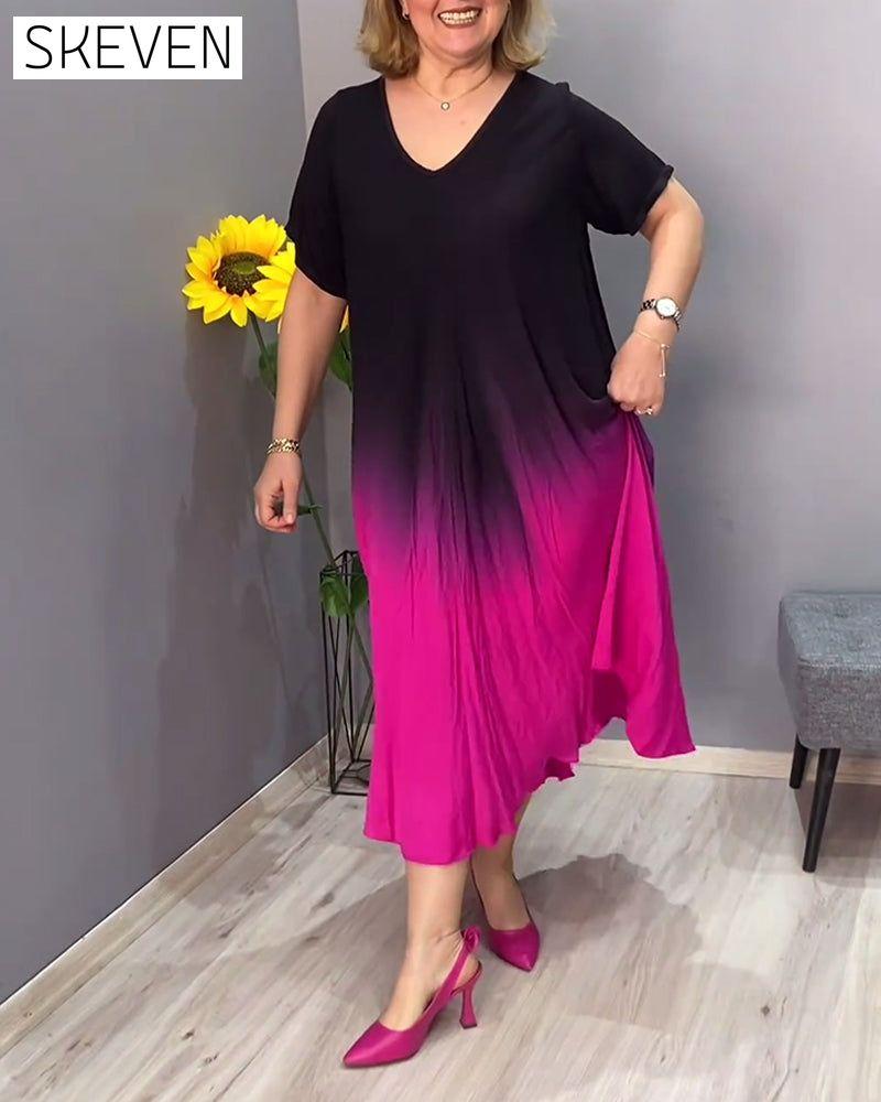 Lässiges Faltenkleid im Ombré-Stil