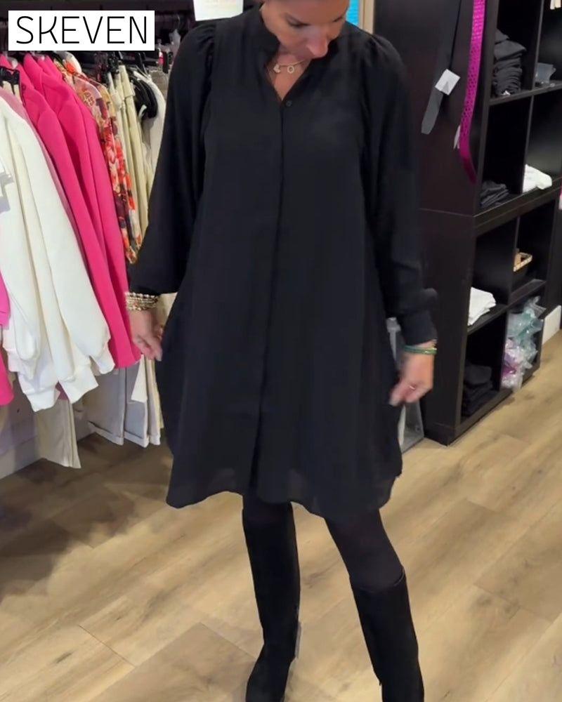 V-neck simple knee-length dress