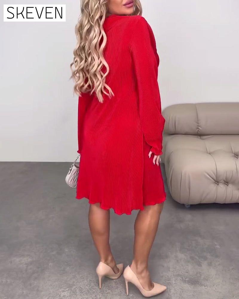 Casual Solid Color Knee-Length Dress