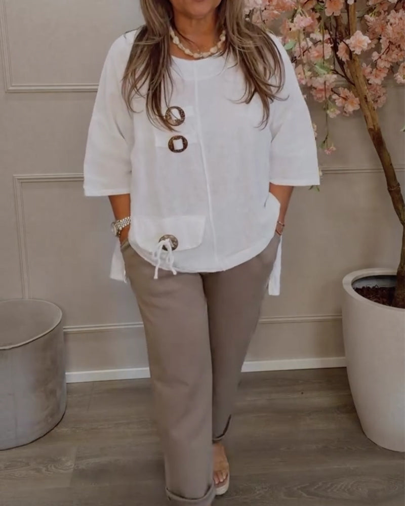 An Oversized-Button Relaxed Blouse