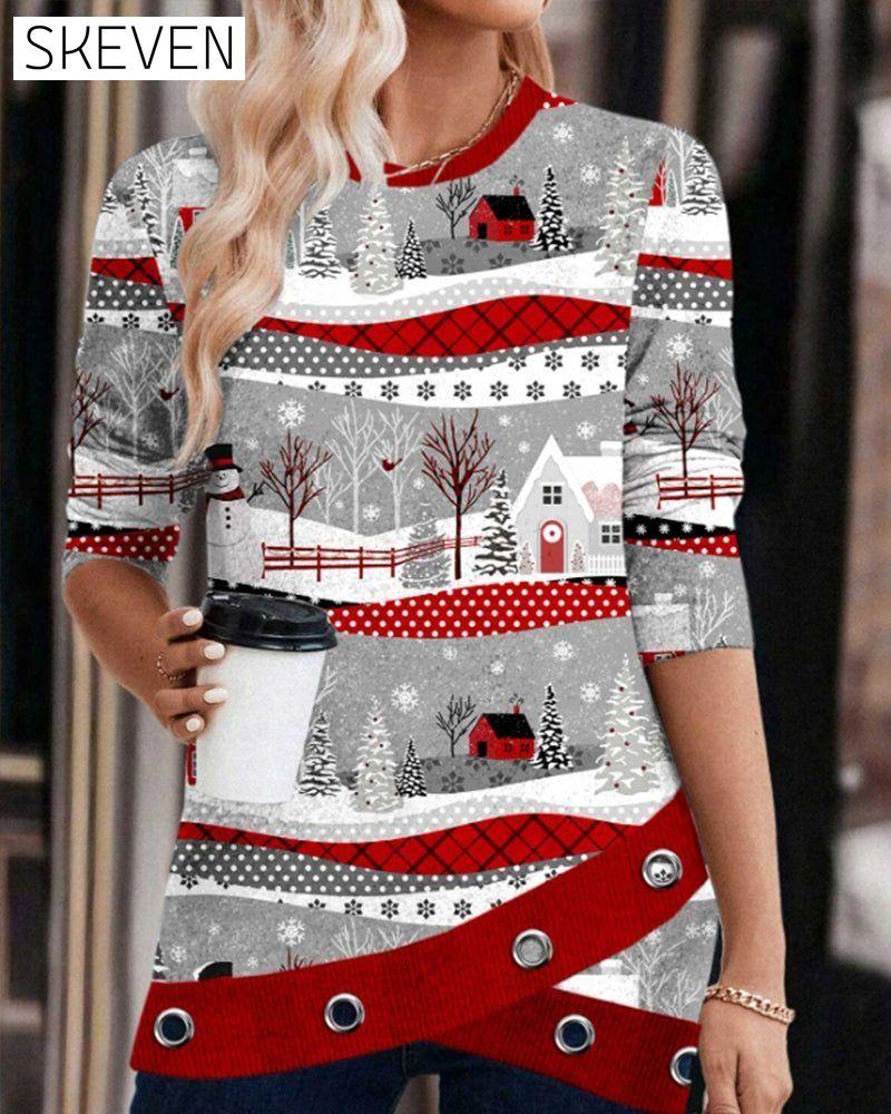 Christmas print cross sweatshirt 2023 f/w 23BF christmas Clothes spring sweatshirts