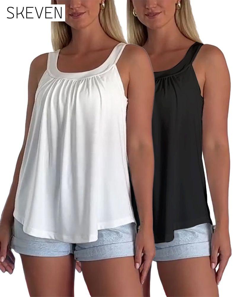 Set aus trägerlosem, plissiertem, einfarbigem Tanktop