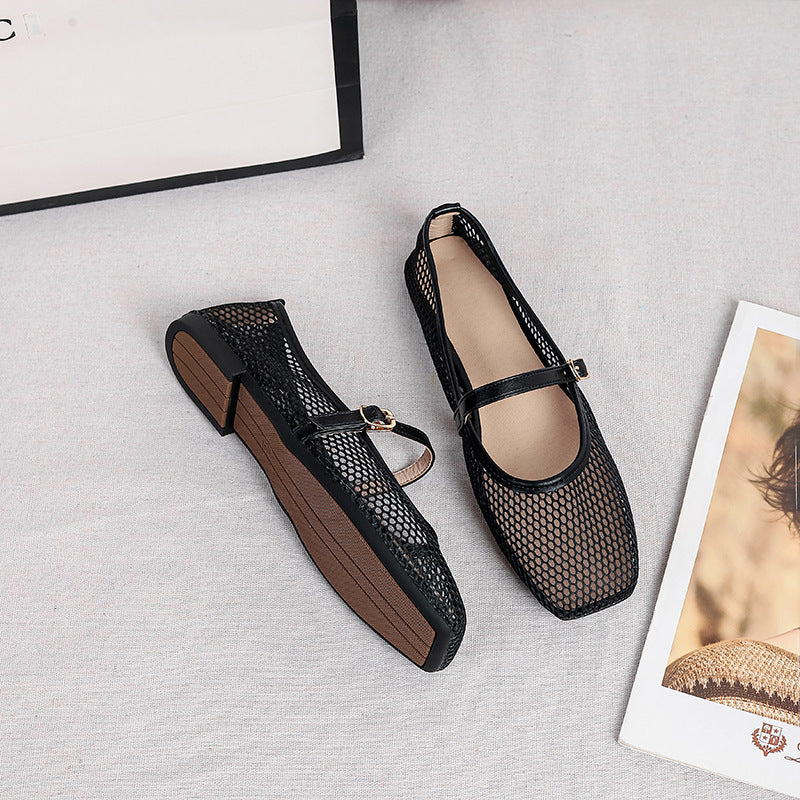 Women's Fashionable Hollow-out Mesh Mary Jane Shoes