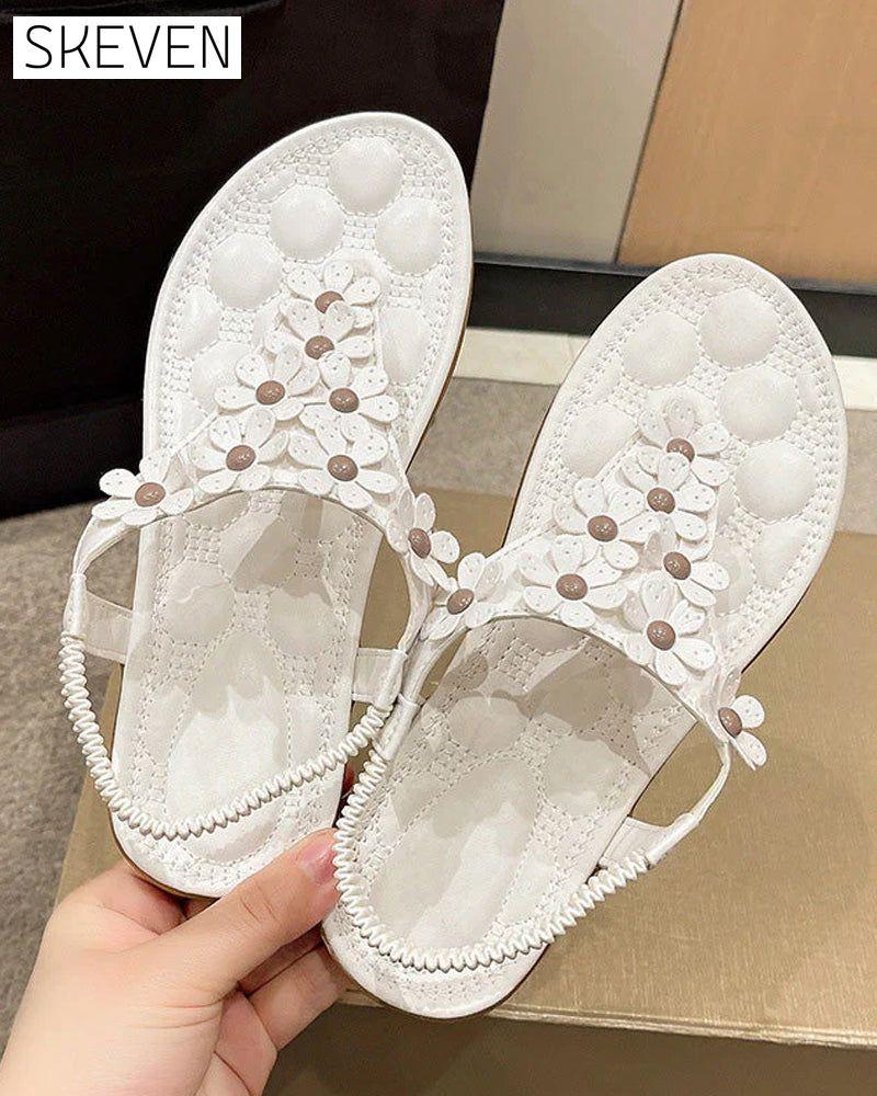 Beach Sandals with 3D Flowers