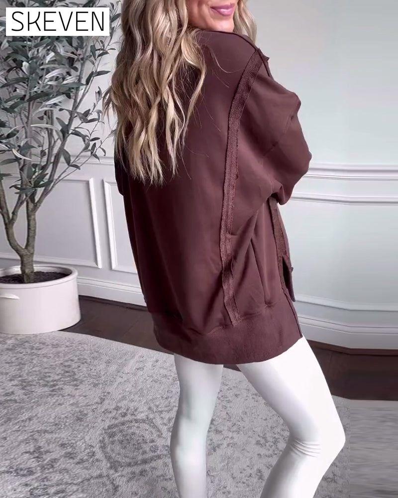 Solid color long sleeve pullover sweatshirt 2024 f/w sweatshirts