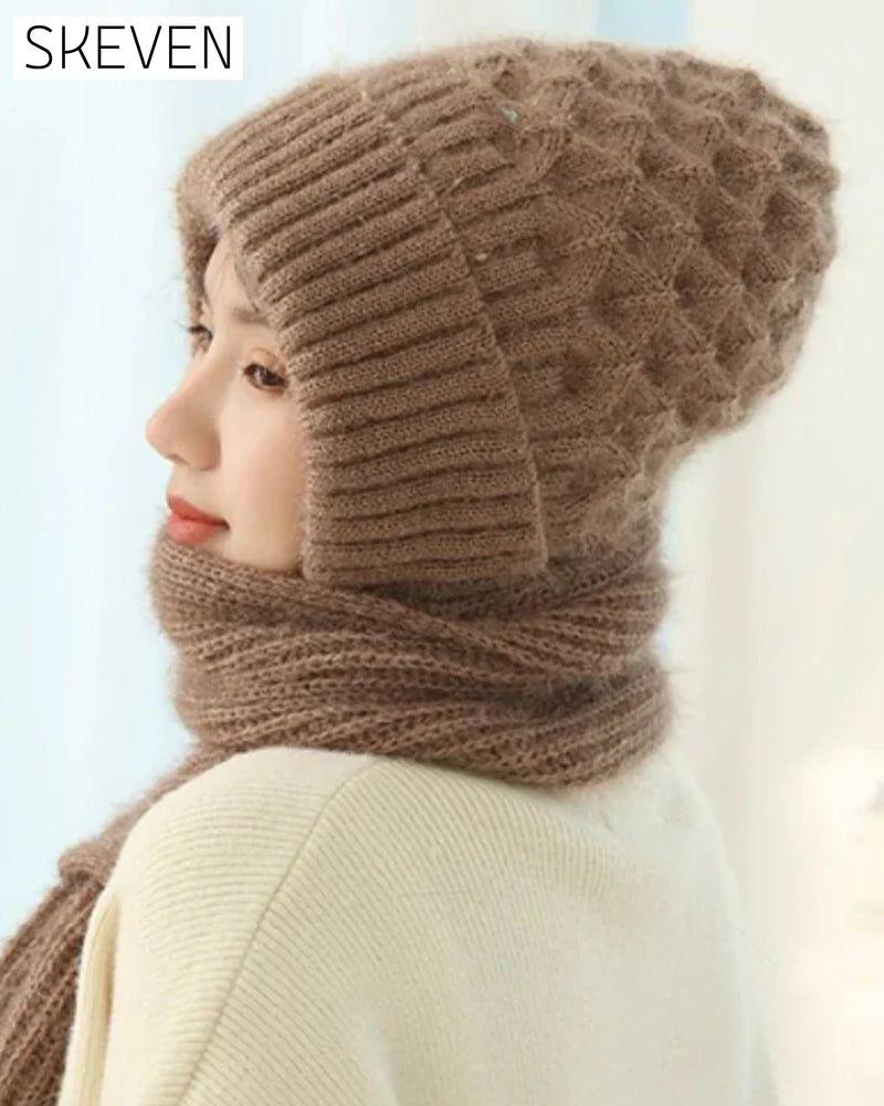 Winter Versatile Knitted Hooded Scarf for Women