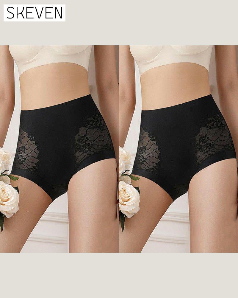 Sous-vêtements en dentelle extensible sans coutures à taille haute pour femmes