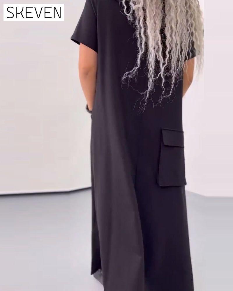 Solid Color Hooded Casual Sweater Dress