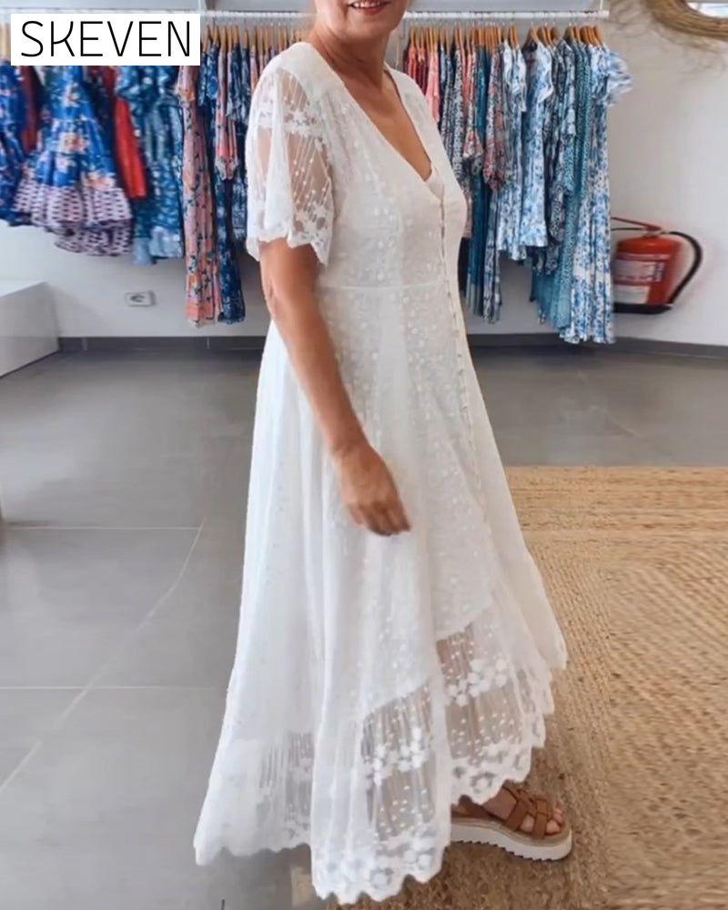 Deep V buttoned flowy dress