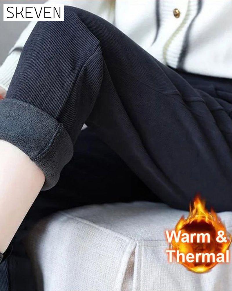 Warme, hochgeschnittene Hose mit Wollfutter