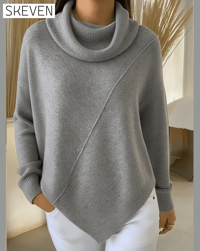 Asymmetrical Cowl Neck Pullover