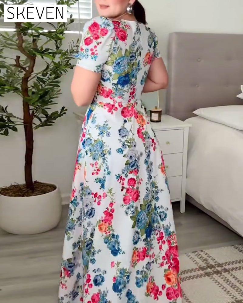 Sexy Waist A-Line Printed Dress