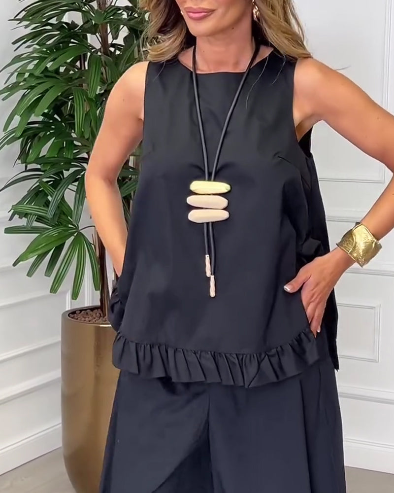 Sleeveless Lace Hem Camisole Blouse