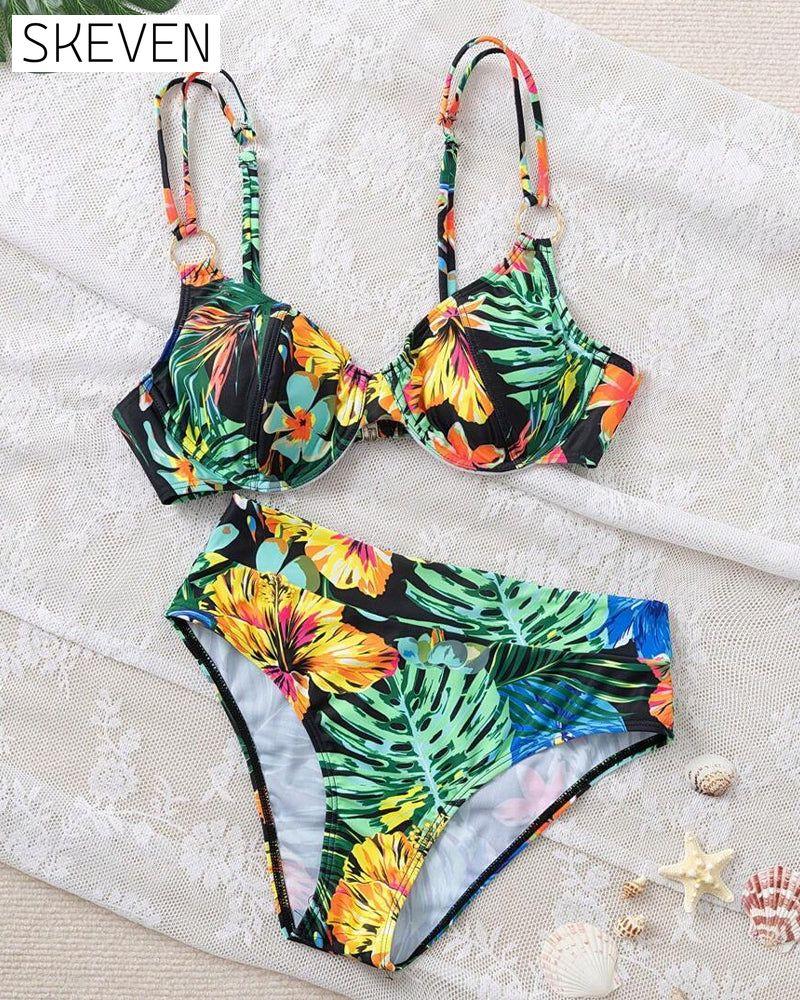 Sexy Printed Push-Up Bra Triangle Bikini