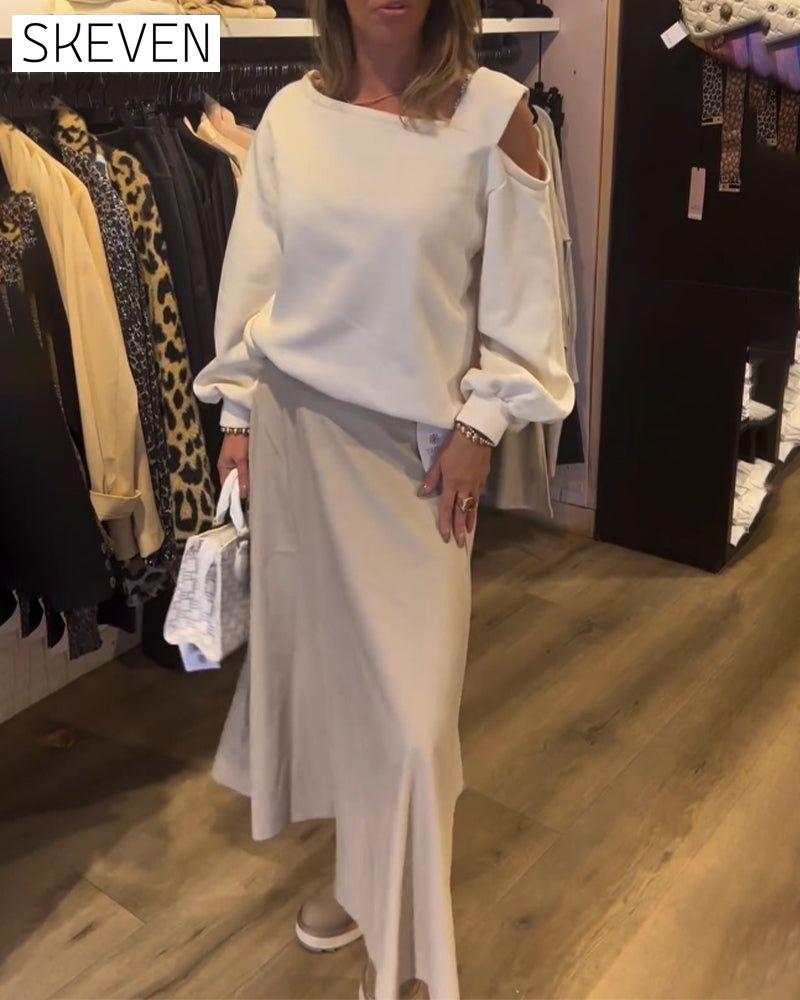 Cold Shoulder Simple Sweatshirt