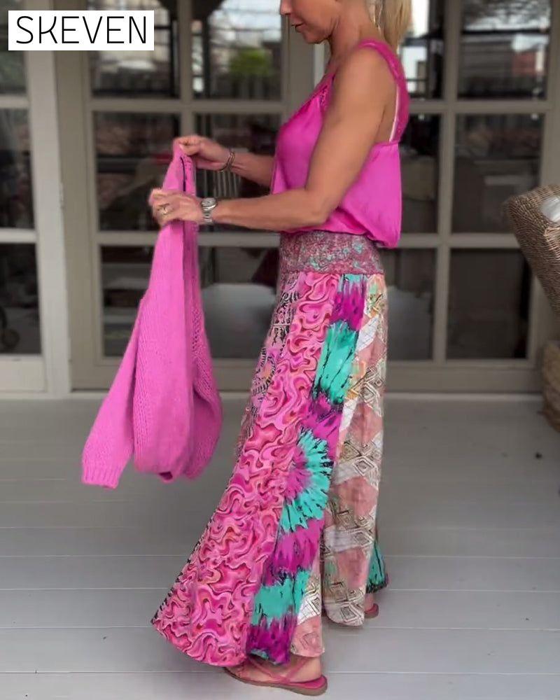 Colorful loose wide-leg pants