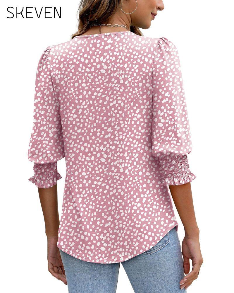 Puff Sleeve Printed Blouse