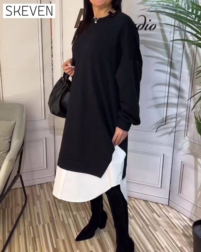 Round Neck Patchwork Dress