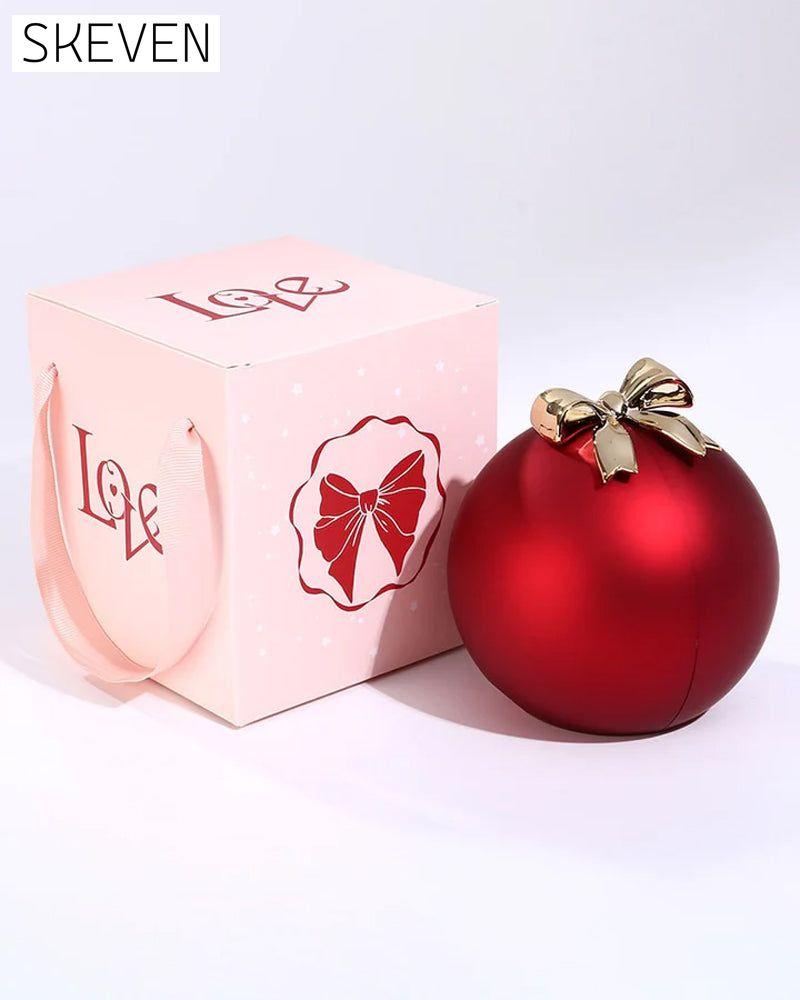 Ball Rose Box - With Engraved Double Heart Necklace