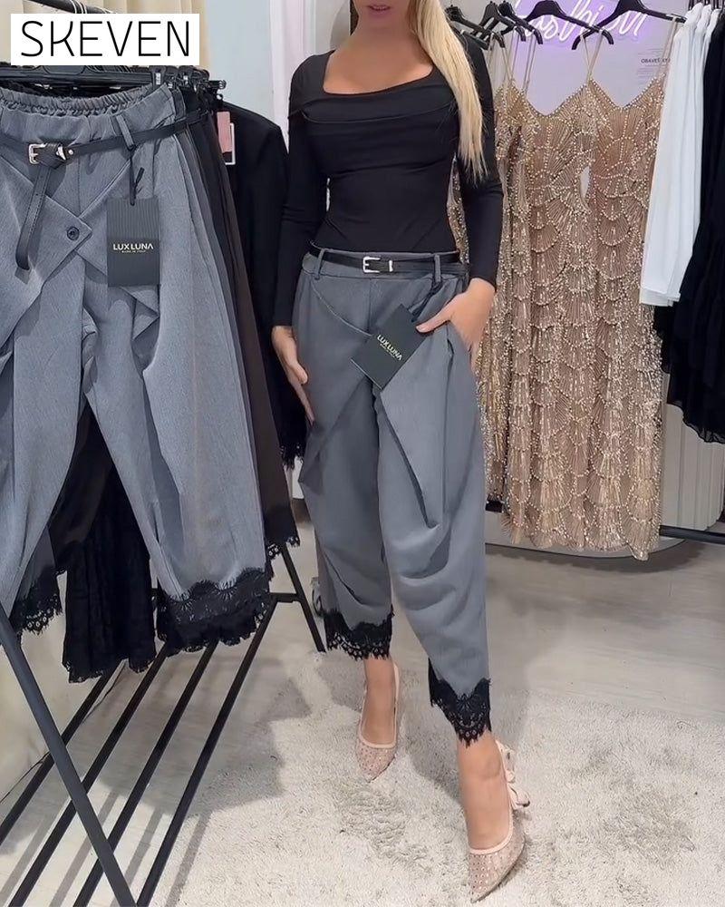 Fashionable Lace Stitching Harem Pants