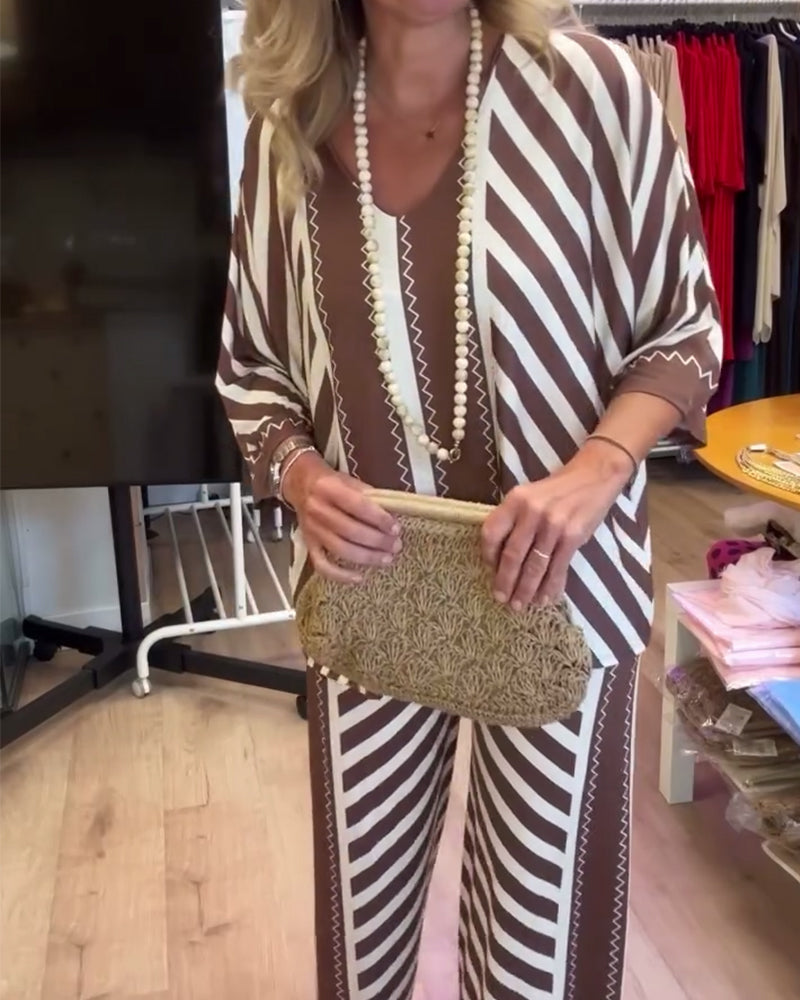 Striped Loose Wide-Leg Suit