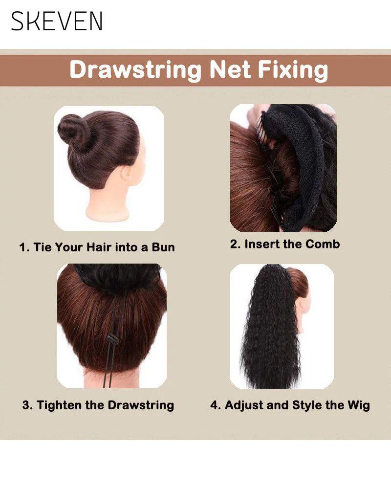 Extension de cheveux bouclés, ondulés et frisés avec queue de cheval