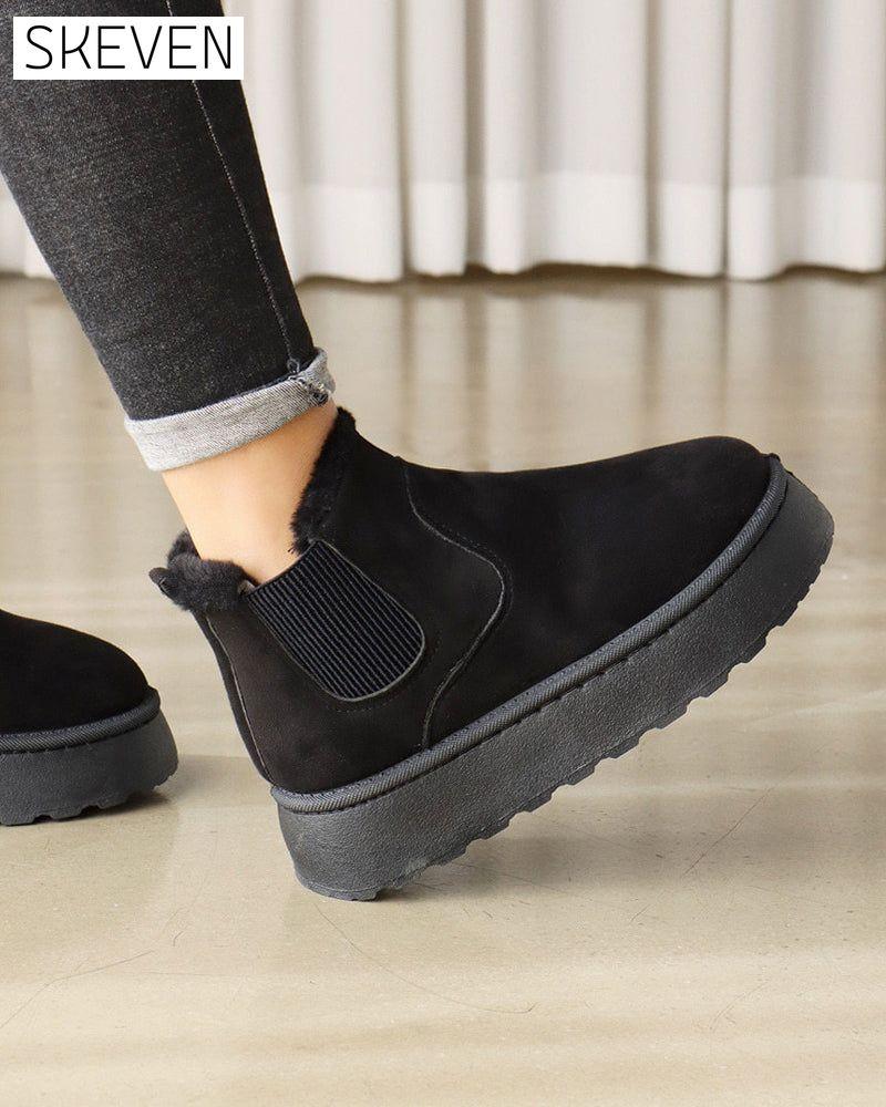 Thick-soled solid color snow boots
