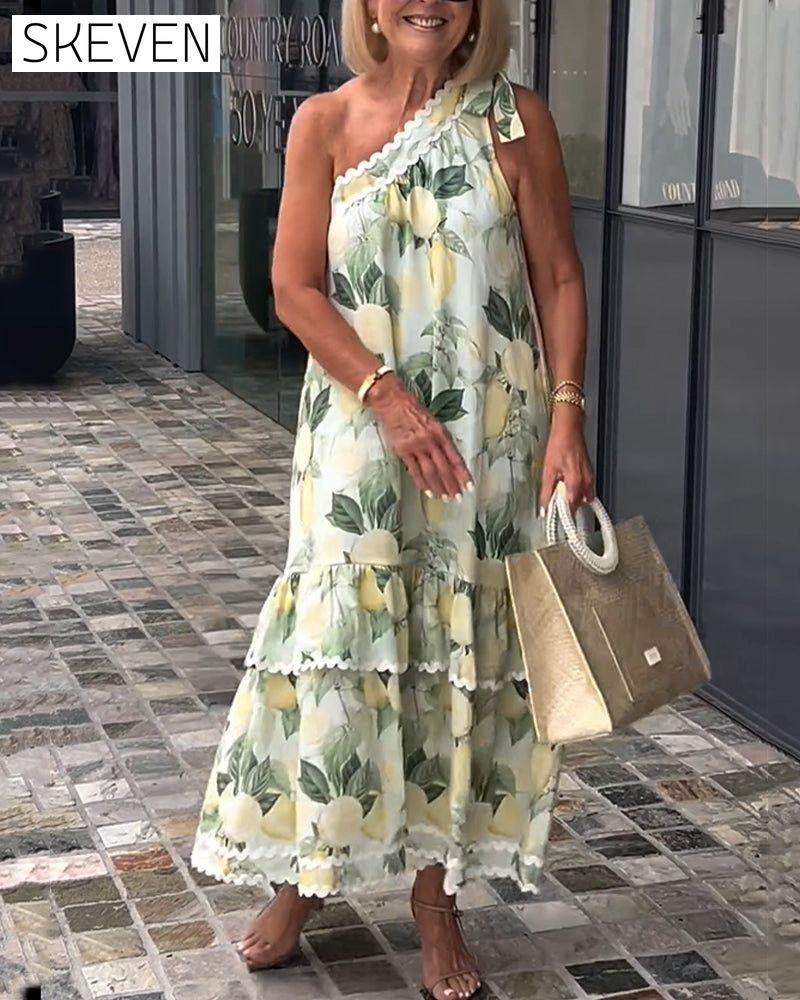 Robe asymétrique à imprimé floral
